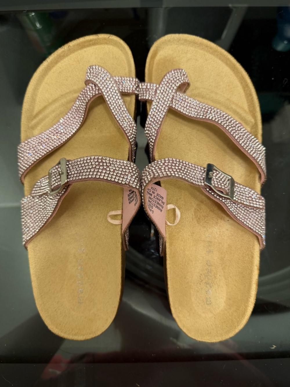 Embellished Pink Crystal Slide Sandals for Women